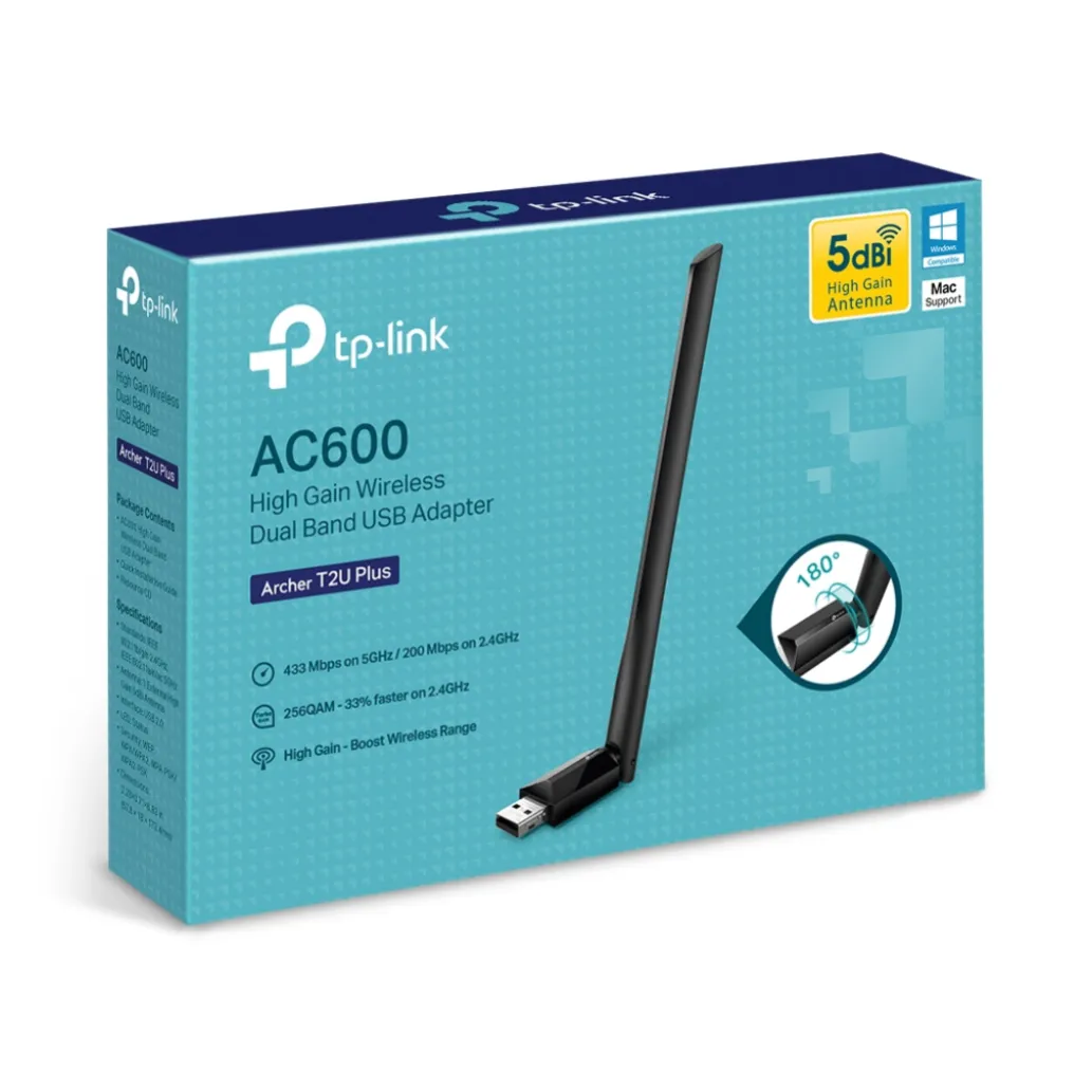 Brezžični mrežni adapter USB 2.0 TP-Link WiFi5 802.11ac AC600 600Mbit/s Dualband 1x antena (ARCHER T2U PLUS) Brezžični mrežni adapter USB 2.0 TP-Link WiFi5 802.11ac AC600 600Mbit/s Dualband 1x antena (ARCHER T2U PLUS)