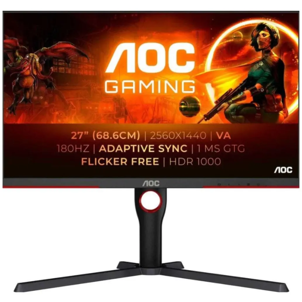 Monitor AOC 68,6 cm (27,0") Q27G3XMN 2560x1440 Gaming 180Hz VA MiniLED 1ms HDMI DisplayPort Pivot 2H sRGB134% HDR1000 Delta E<2 calibration- odprta embalaža Monitor AOC 68,6 cm (27,0") Q27G3XMN 2560x1440 Gaming 180Hz VA MiniLED 1ms HDMI DisplayPort Pivot 2H sRGB134% HDR1000 Delta E<2 calibration- odprta embalaža