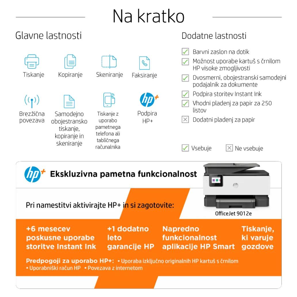 Tiskalnik multifunkcijski brizgalni barvni HP OfficeJet Pro 9012e A4 duplex tisk duplex skeniranje faks USB LAN WiFi 22ppm (22A55B#686) Tiskalnik multifunkcijski brizgalni barvni HP OfficeJet Pro 9012e A4 duplex tisk duplex skeniranje faks USB LAN WiFi 22ppm (22A55B#686)