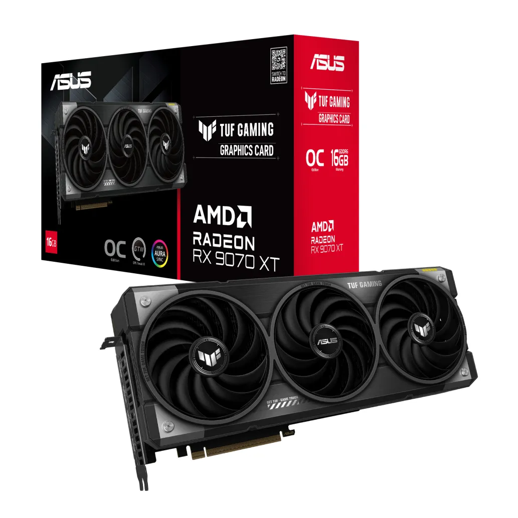 Grafična kartica AMD RX9070 XT Asus TUF OC Edition - 16GB GDDR6 | 1xHDMI 2.1 3xDisplayport 1.4 (90YV0L70-M0NA00) Grafična kartica AMD RX9070 XT Asus TUF OC Edition - 16GB GDDR6 | 1xHDMI 2.1 3xDisplayport 1.4 (90YV0L70-M0NA00)