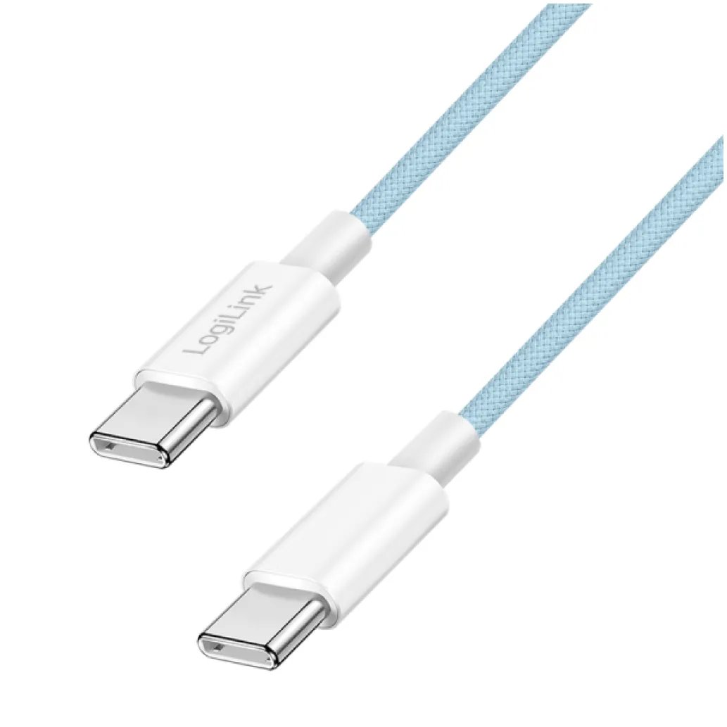 Kabel USB-C (m) => USB-C (m) 2.0 najlon ovoj 1,0m 60W 3A/20V 480Mbps PD3 moder LogiLink(CU0350) Kabel USB-C (m) => USB-C (m) 2.0 najlon ovoj 1,0m 60W 3A/20V 480Mbps PD3 moder LogiLink(CU0350)