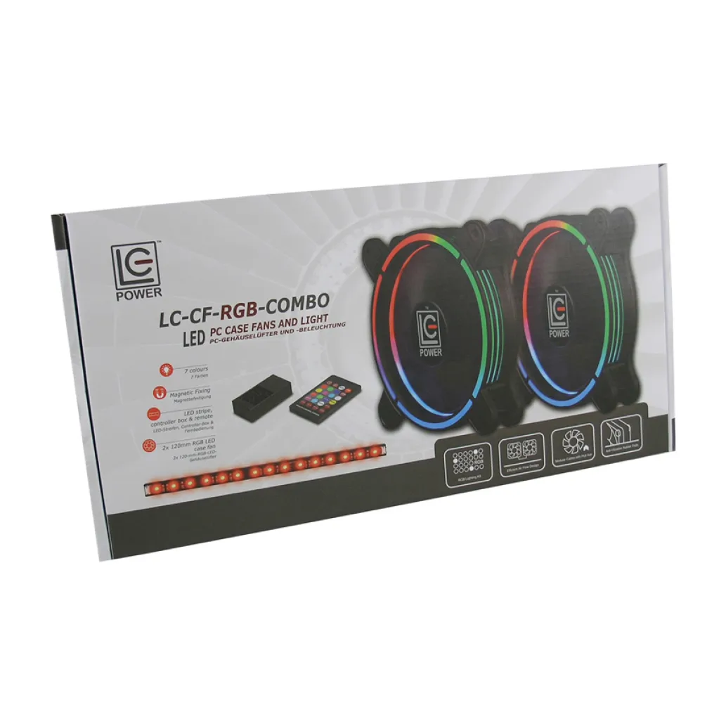 Ventilator LC Power LC-CF-RGB 120mm, črna RGB (2x ventilator, 1x RGB trak) Ventilator LC Power LC-CF-RGB 120mm, črna RGB (2x ventilator, 1x RGB trak)