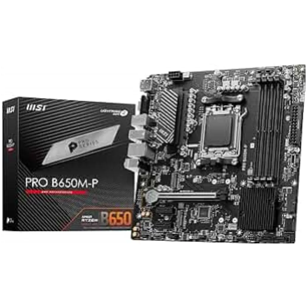 Osnovna plošča AM5 MSI PRO B650M-P microATX 1xVGA 1xHDMI 2.1 1xDisplayPort 1.4 Osnovna plošča AM5 MSI PRO B650M-P microATX 1xVGA 1xHDMI 2.1 1xDisplayPort 1.4