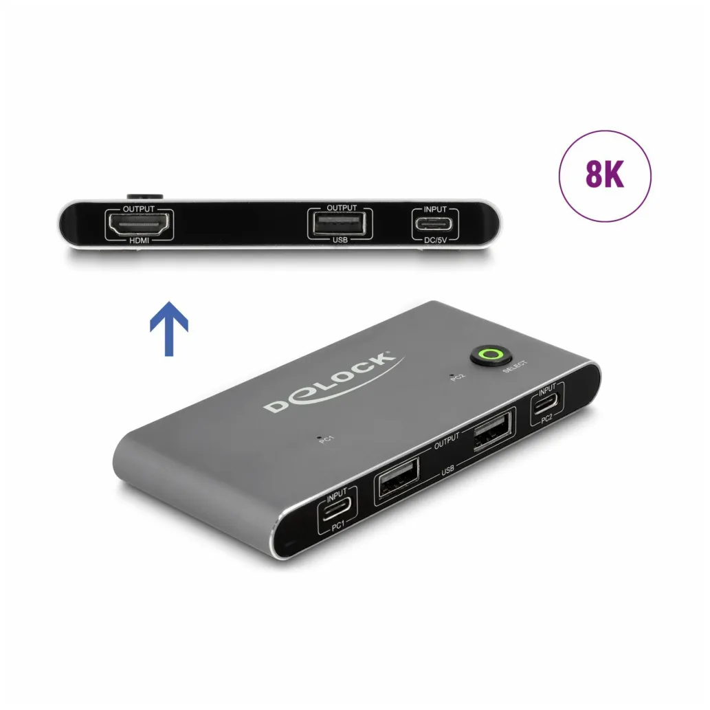 Podatkovni preklopnik 21x Delock KVM USB-C DP/HDMI/DisplayPort 8K (11485) Podatkovni preklopnik 21x Delock KVM USB-C DP/HDMI/DisplayPort 8K (11485)