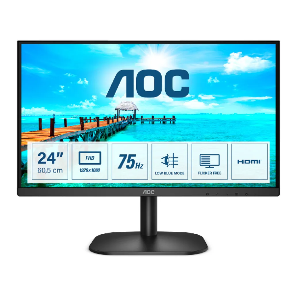 Monitor AOC 60,5 cm (23,8") 24B2XHM2 1920x1080 75Hz VA 4ms VGA HDMI 3H Monitor AOC 60,5 cm (23,8") 24B2XHM2 1920x1080 75Hz VA 4ms VGA HDMI 3H