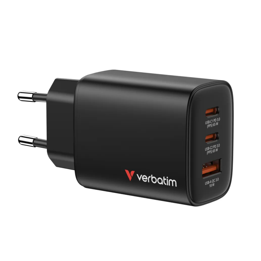 Hišni polnilec 100-240V => 2xUSB-C USB-A 65W Verbatim črn (32352) Hišni polnilec 100-240V => 2xUSB-C USB-A 65W Verbatim črn (32352)