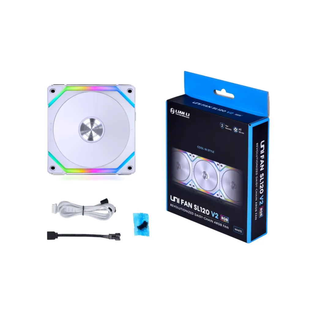 Ventilator Lian-Li UNI FAN SL120 V2 120mm, bela RGB Ventilator Lian-Li UNI FAN SL120 V2 120mm, bela RGB