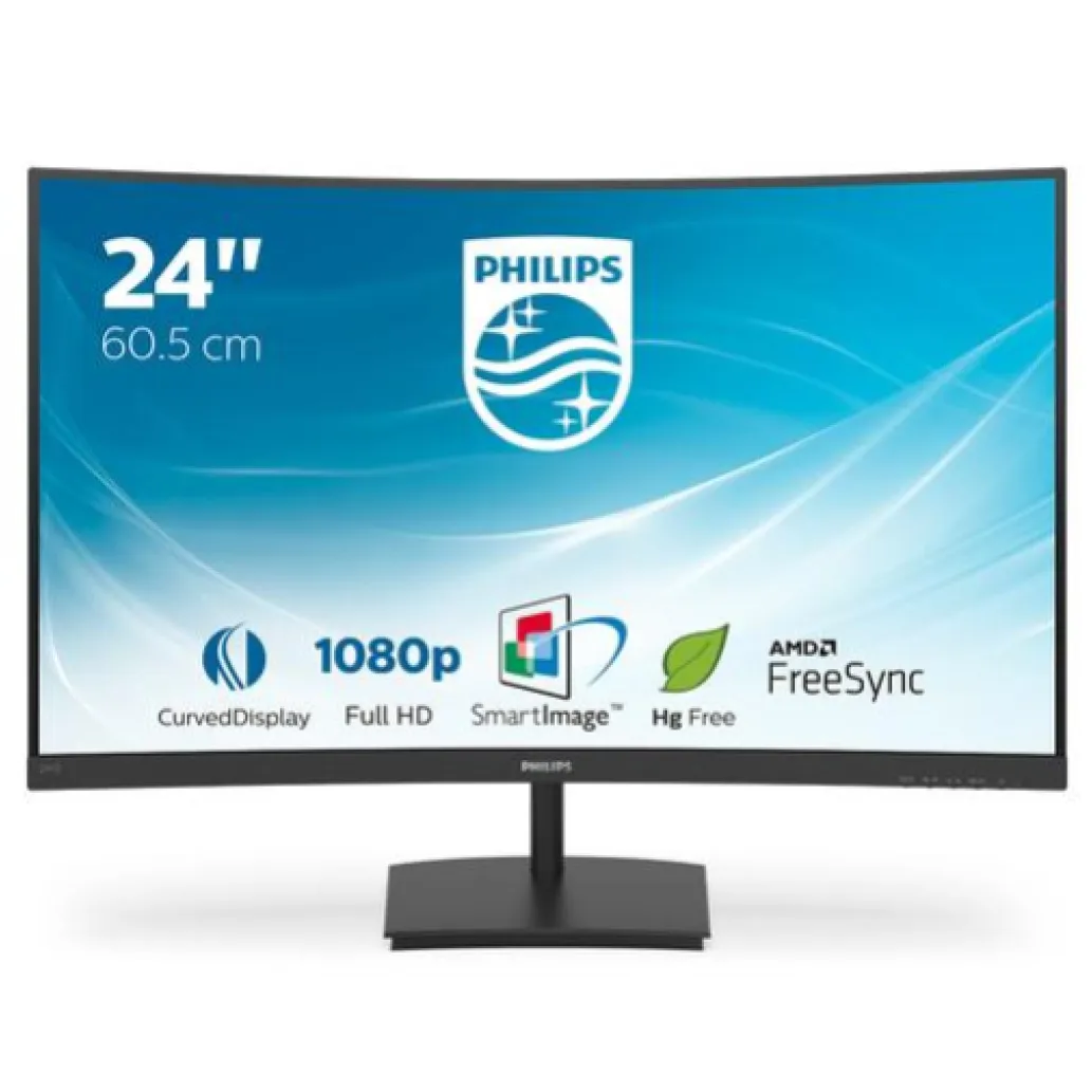 Monitor Philips 60,5 cm (23,8") 241E1SC 1920x1080 Curved 75Hz VA 4ms VGA HDMI 3H sRGB103%FreeSync Monitor Philips 60,5 cm (23,8") 241E1SC 1920x1080 Curved 75Hz VA 4ms VGA HDMI 3H sRGB103%FreeSync