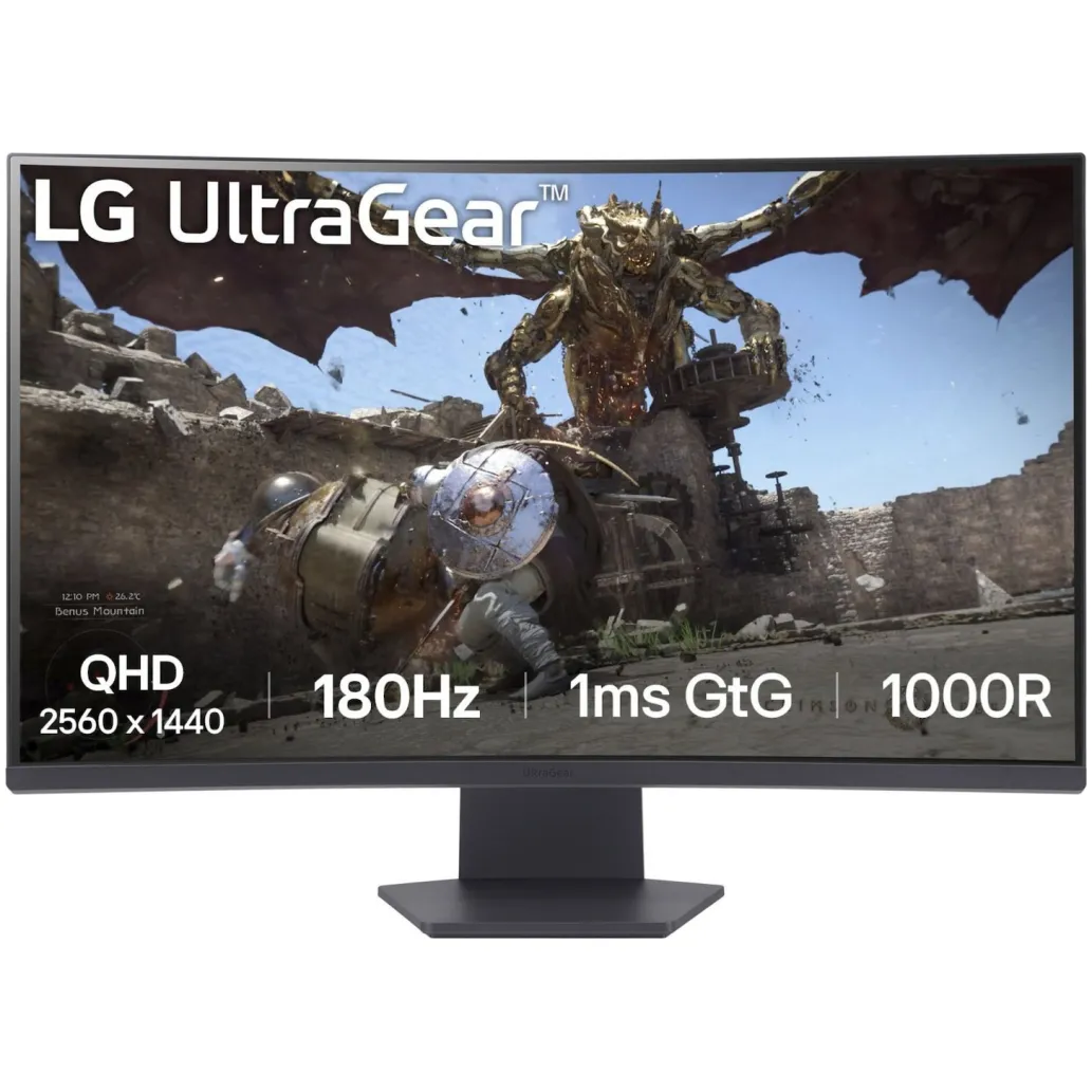 Monitor LG 80 cm (31,5") 32GS60QC-B 2560x1440 Curved Gaming 180Hz VA 1ms 2xHDMI DisplayPort sRGB99% FreeSync HDR10 UltraGear Monitor LG 80 cm (31,5") 32GS60QC-B 2560x1440 Curved Gaming 180Hz VA 1ms 2xHDMI DisplayPort sRGB99% FreeSync HDR10 UltraGear