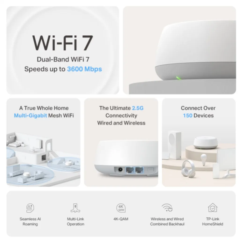 Usmerjevalnik brezžični TP-Link Deco BE25 WiFi7 802.11be BE3600 MESH 2xLAN 4x antena (Deco BE25(3-pack)) Usmerjevalnik brezžični TP-Link Deco BE25 WiFi7 802.11be BE3600 MESH 2xLAN 4x antena (Deco BE25(3-pack))