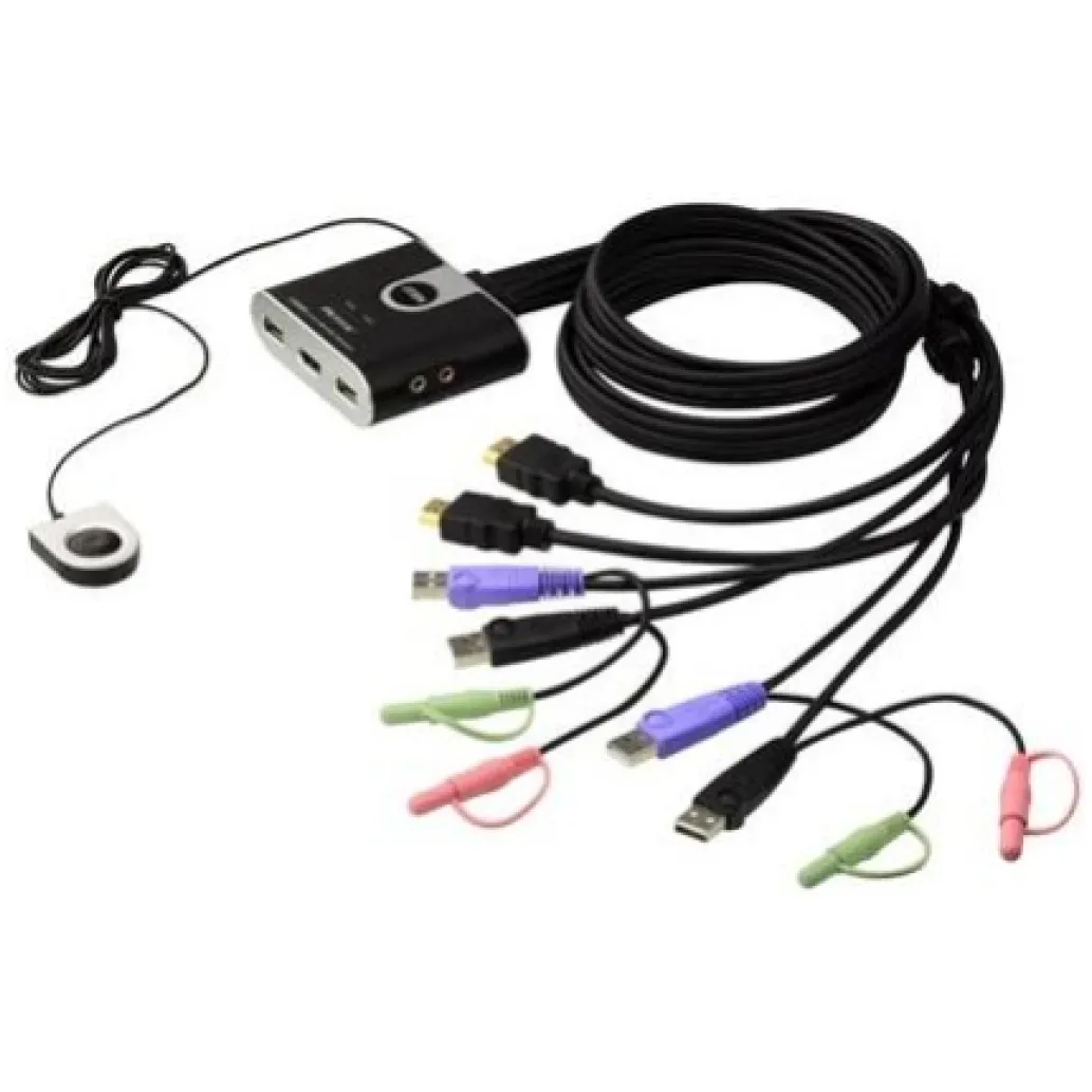 Podatkovni preklopnik Aten AUTO 2:1 mini 2xKVM 3xHDMI 2xUSB 6xUSB 3xAudio s kabli CS692 Podatkovni preklopnik Aten AUTO 2:1 mini 2xKVM 3xHDMI 2xUSB 6xUSB 3xAudio s kabli CS692