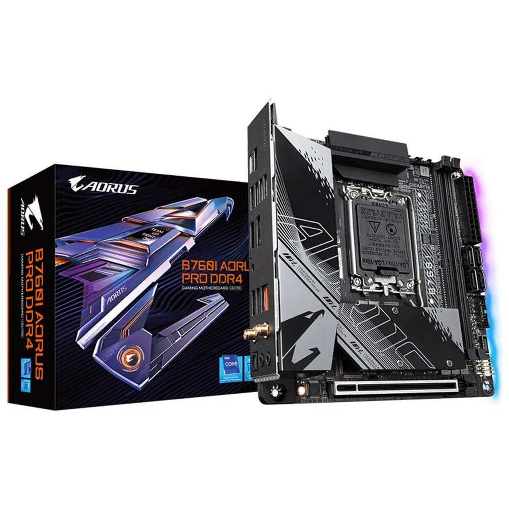Osnovna plošča 1700 GigaByte B760I AORUS PRO DDR4 miniITX 1xHDMI 2.1 1xDisplayPort 1.2 Osnovna plošča 1700 GigaByte B760I AORUS PRO DDR4 miniITX 1xHDMI 2.1 1xDisplayPort 1.2