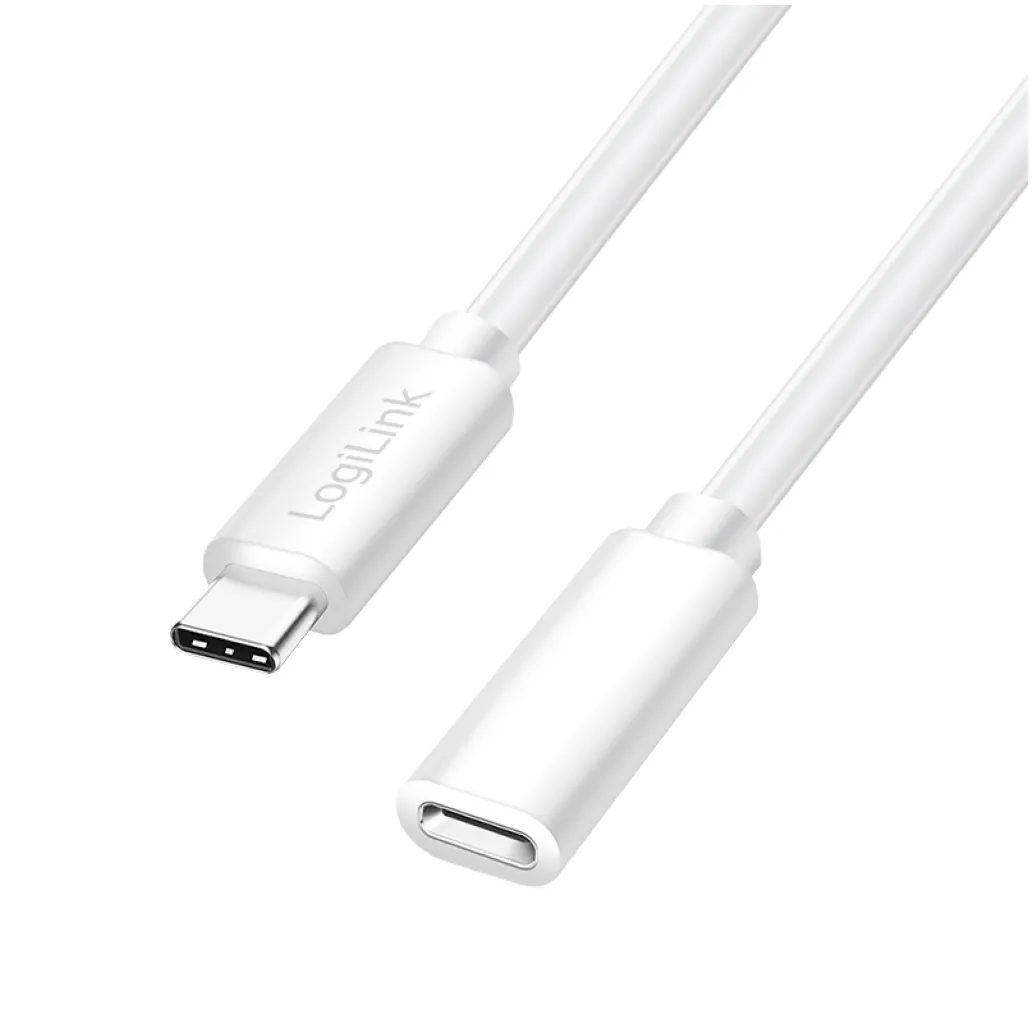 Kabel USB-C(m) => USB-C(ž) 2.0 podaljšek 1,00m 100W 5A/20V 480Mbps bel LogiLink (CU0220) Kabel USB-C(m) => USB-C(ž) 2.0 podaljšek 1,00m 100W 5A/20V 480Mbps bel LogiLink (CU0220)