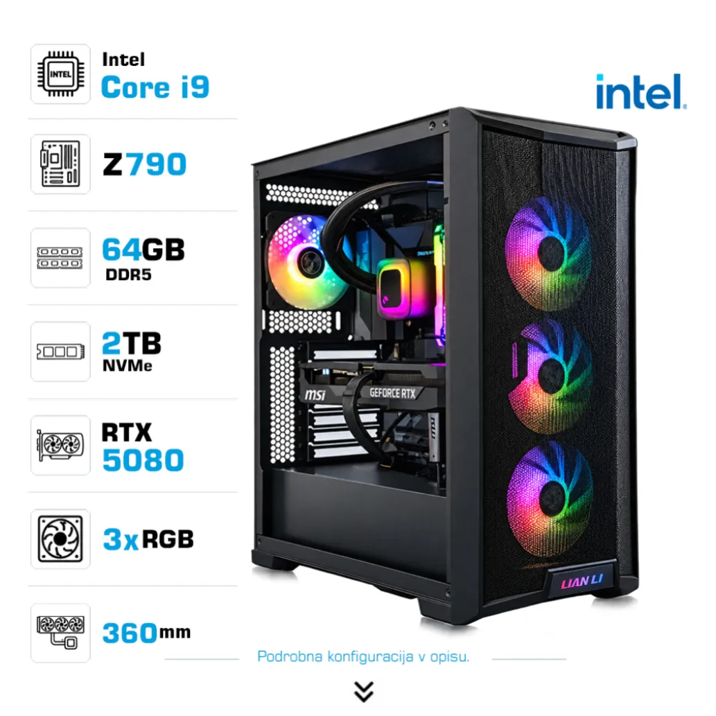 Računalnik MEGA TWR S10 i9-14900KF/RTX5080/64GB-DDR5/2TB/1000W/Brez OS/črna RGB Računalnik MEGA TWR S10 i9-14900KF/RTX5080/64GB-DDR5/2TB/1000W/Brez OS/črna RGB