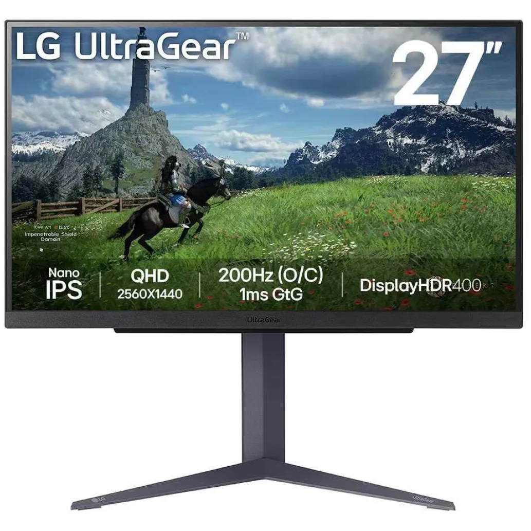 Monitor LG 68,6 cm (27,0") 27GS85Q-B 2560x1440 Gaming 200Hz Nano-IPS 1ms 2xHDMI DisplayPort 2xUSB3.0 Pivot DCI-P3-98% FreeSync G-Sync Compatible HDR400 UltraGear Monitor LG 68,6 cm (27,0") 27GS85Q-B 2560x1440 Gaming 200Hz Nano-IPS 1ms 2xHDMI DisplayPort 2xUSB3.0 Pivot DCI-P3-98% FreeSync G-Sync Compatible HDR400 UltraGear
