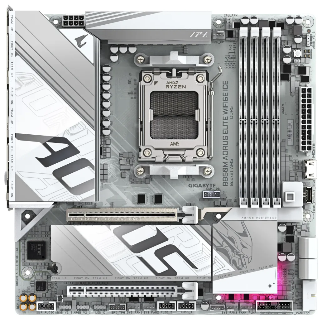 Osnovna plošča AM5 GigaByte B850M Aorus Elite WiFi6E ICE microATX 1xHDMI 1xDisplayPort Osnovna plošča AM5 GigaByte B850M Aorus Elite WiFi6E ICE microATX 1xHDMI 1xDisplayPort