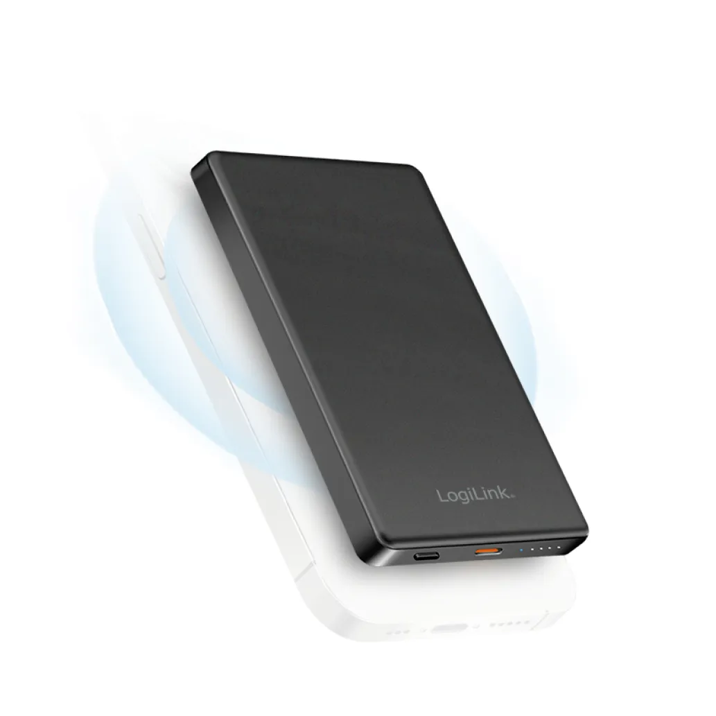 Prenosna baterija Logilink 5000mAh 15W USB-C brezžično magnetno polnjenje črna (PA0352) Prenosna baterija Logilink 5000mAh 15W USB-C brezžično magnetno polnjenje črna (PA0352)