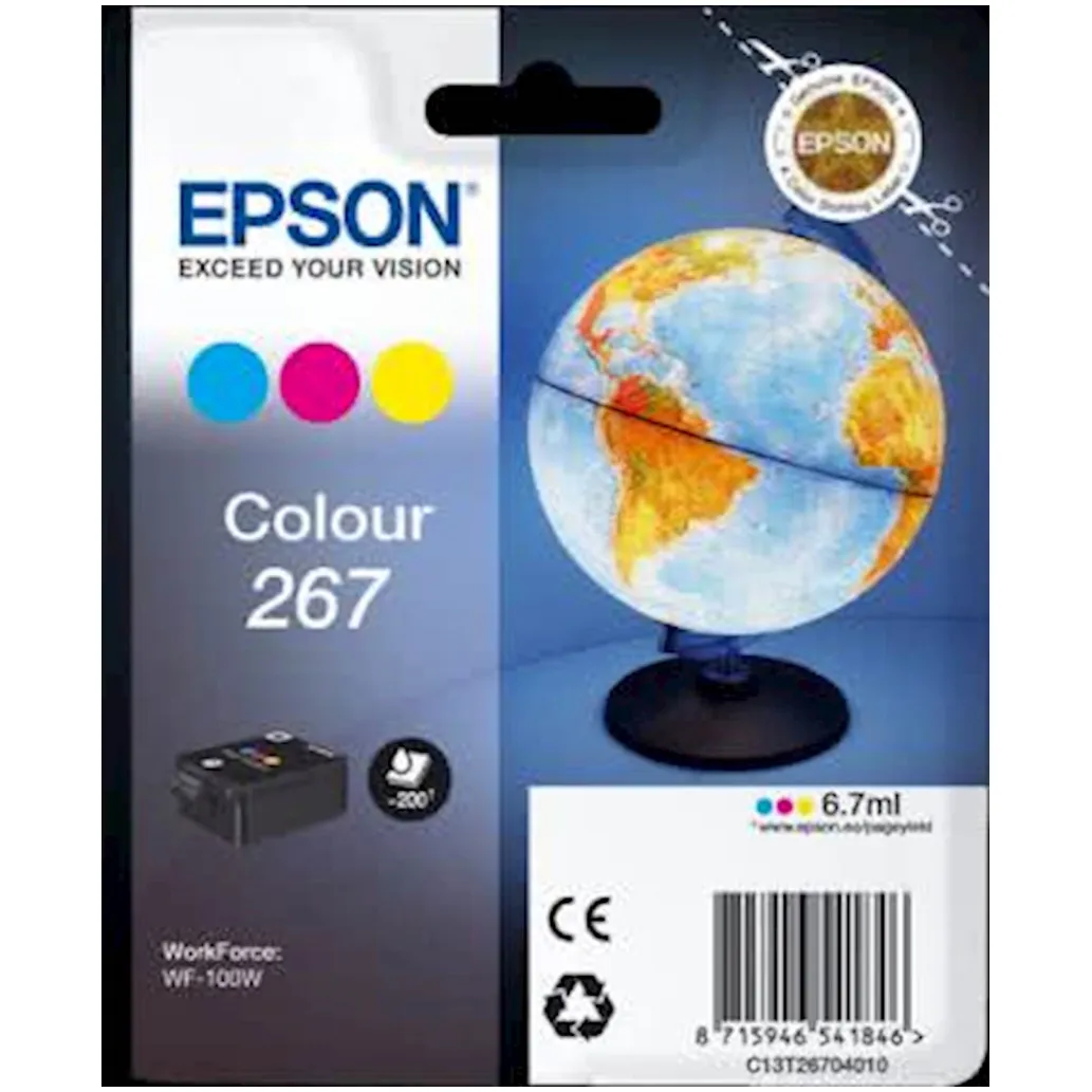 Kartuša EPSON 267 CMY za tiskalnik WF-100W za 200 strani 6,7ml Kartuša EPSON 267 CMY za tiskalnik WF-100W za 200 strani 6,7ml