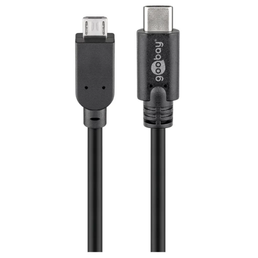 Kabel USB-C => micro USB 2.0 1,00m 2,5W 480MB/s črn Goobay (67993) Kabel USB-C => micro USB 2.0 1,00m 2,5W 480MB/s črn Goobay (67993)