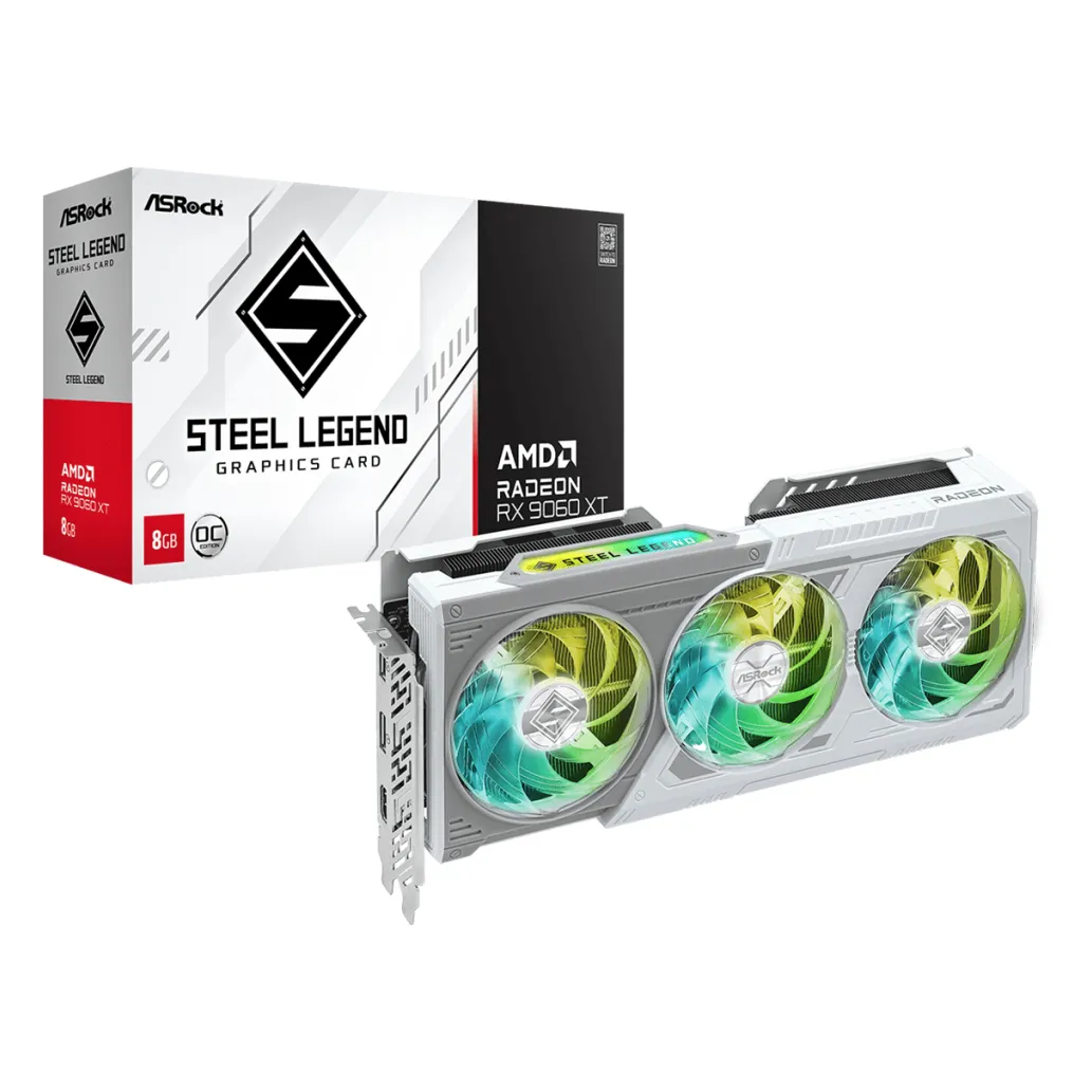 Grafična kartica AMD RX9060 XT Asrock Steel Legend OC bela - 8GB GDDR6 | 1xHDMI 2.1b 2xDisplayport 2.1a (90-GA5ZZZ-00UANF) Grafična kartica AMD RX9060 XT Asrock Steel Legend OC bela - 8GB GDDR6 | 1xHDMI 2.1b 2xDisplayport 2.1a (90-GA5ZZZ-00UANF)