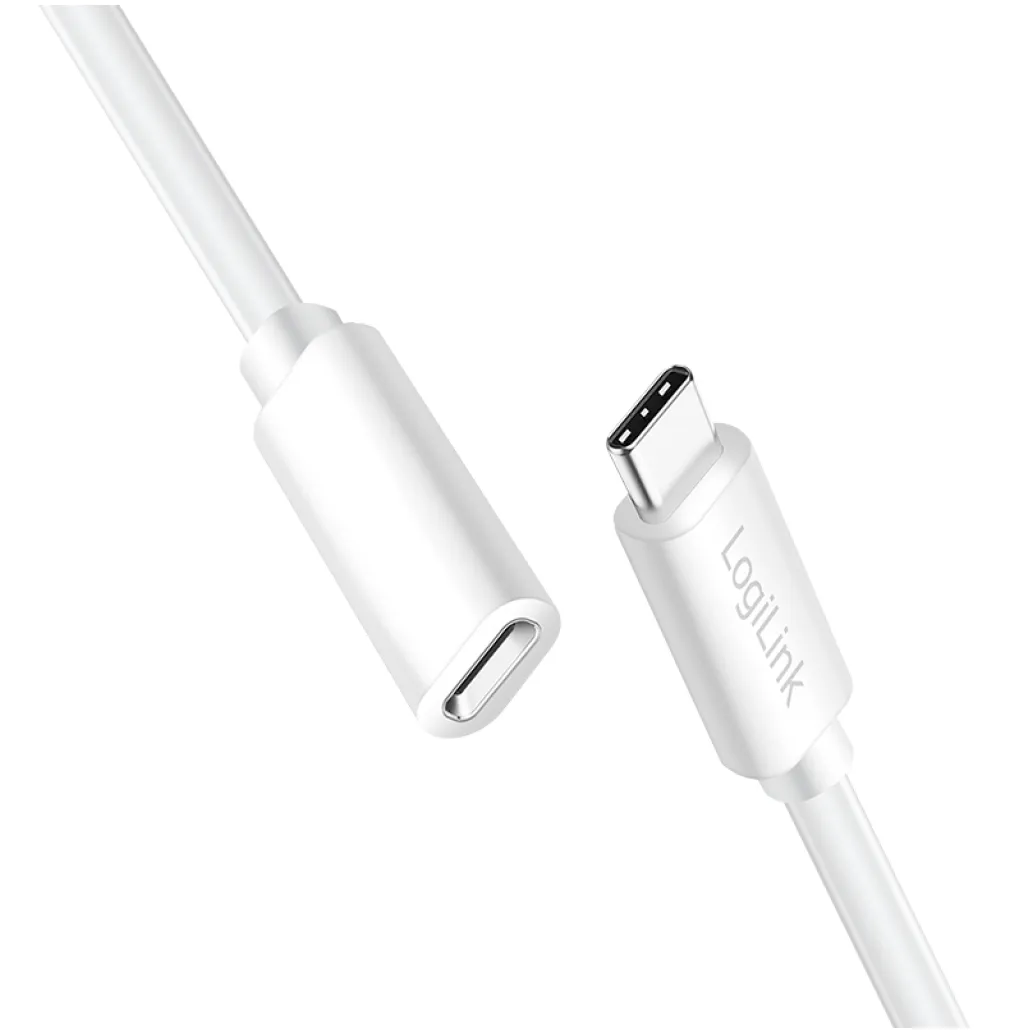 Kabel USB-C(m) => USB-C(ž) 2.0 podaljšek 3,00m 100W 5A/20V 480Mbps bel LogiLink (CU0222) Kabel USB-C(m) => USB-C(ž) 2.0 podaljšek 3,00m 100W 5A/20V 480Mbps bel LogiLink (CU0222)