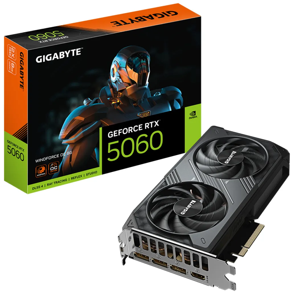 Grafična kartica nVidia RTX5060 GigaByte Windforce OC - 8GB GDDR7 (GV-N5060WF2OC-8GD) Grafična kartica nVidia RTX5060 GigaByte Windforce OC - 8GB GDDR7 (GV-N5060WF2OC-8GD)