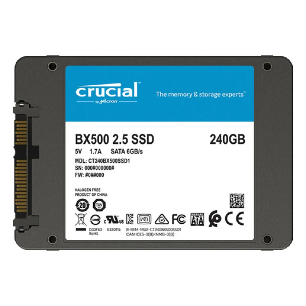 Disk SSD 6,4cm (2,5") SATA3 240GB Crucial BX500 2,5" 540/500MB/s (CT240BX500SSD1) Disk SSD 6,4cm (2,5") SATA3 240GB Crucial BX500 2,5" 540/500MB/s (CT240BX500SSD1)