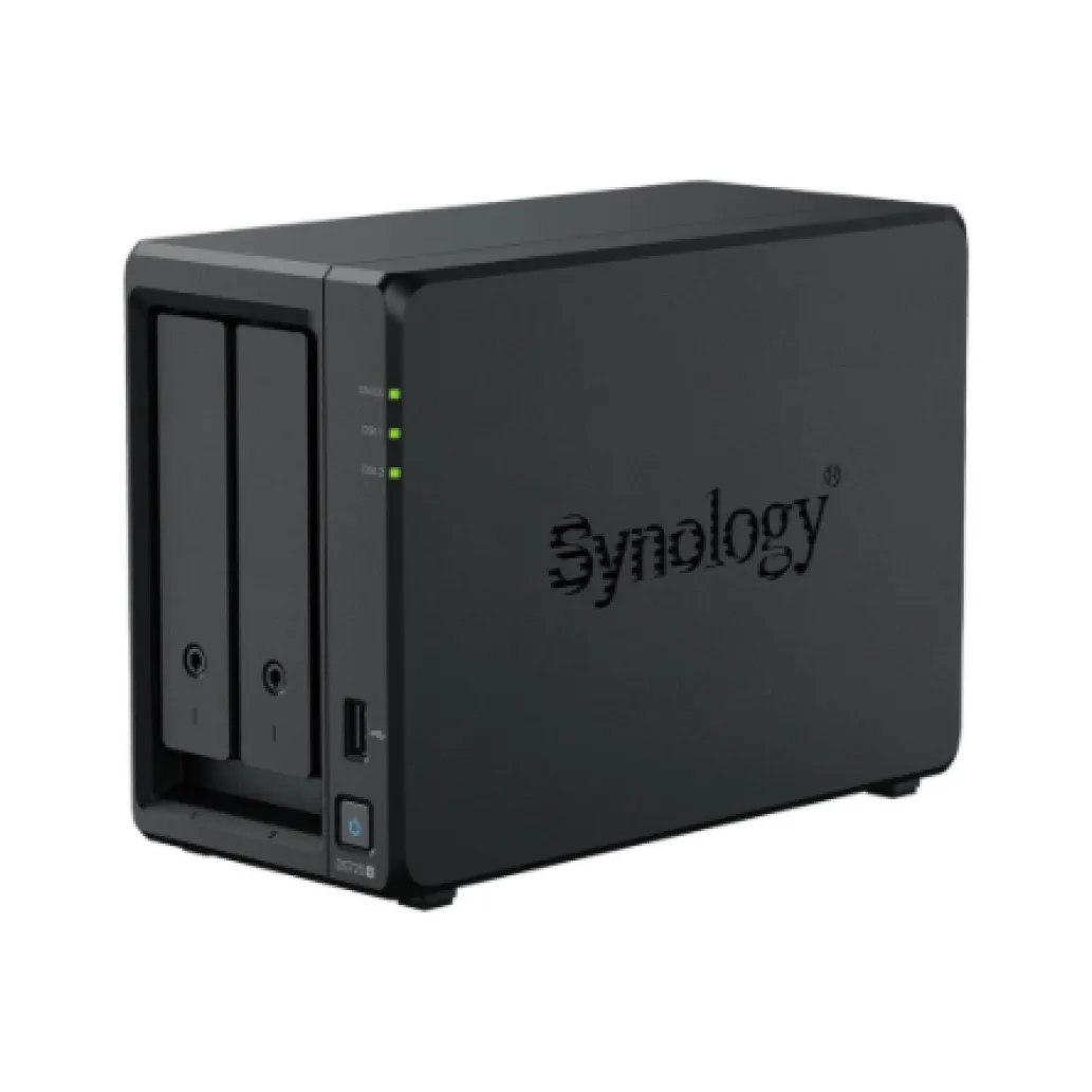 NAS ohišje Synology DS725+ 2x3.5'' SATA HDD/SSD 2x M.2 NVMe AMD Ryzen R1600 2-core (4-thread) 2.6 GHz 4GB DDR4 ECC SODIMM 1xRJ-45 1GbE, 1xRJ45 2.5GbE 1xUSB 3.2 Gen1 1xeSATA USB-C NAS ohišje Synology DS725+ 2x3.5'' SATA HDD/SSD 2x M.2 NVMe AMD Ryzen R1600 2-core (4-thread) 2.6 GHz 4GB DDR4 ECC SODIMM 1xRJ-45 1GbE, 1xRJ45 2.5GbE 1xUSB 3.2 Gen1 1xeSATA USB-C