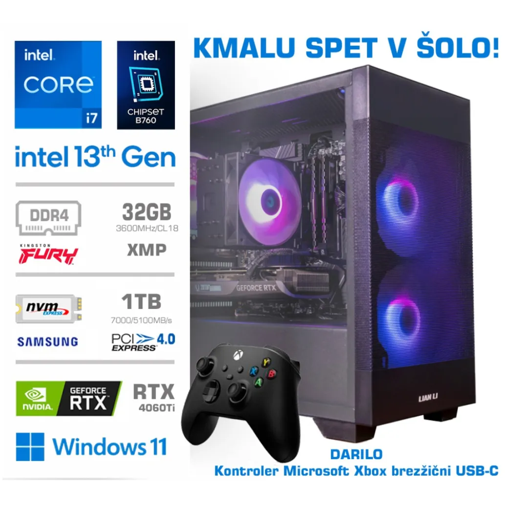 Računalnik MEGA MT S7X GAMER i7-13700F/B760/32GB/1TB-4.0/RTX4060Ti-16GB-HDMI 3xDP /750W-88%/Win11Home črna + Xbox kontroler Računalnik MEGA MT S7X GAMER i7-13700F/B760/32GB/1TB-4.0/RTX4060Ti-16GB-HDMI 3xDP /750W-88%/Win11Home črna + Xbox kontroler