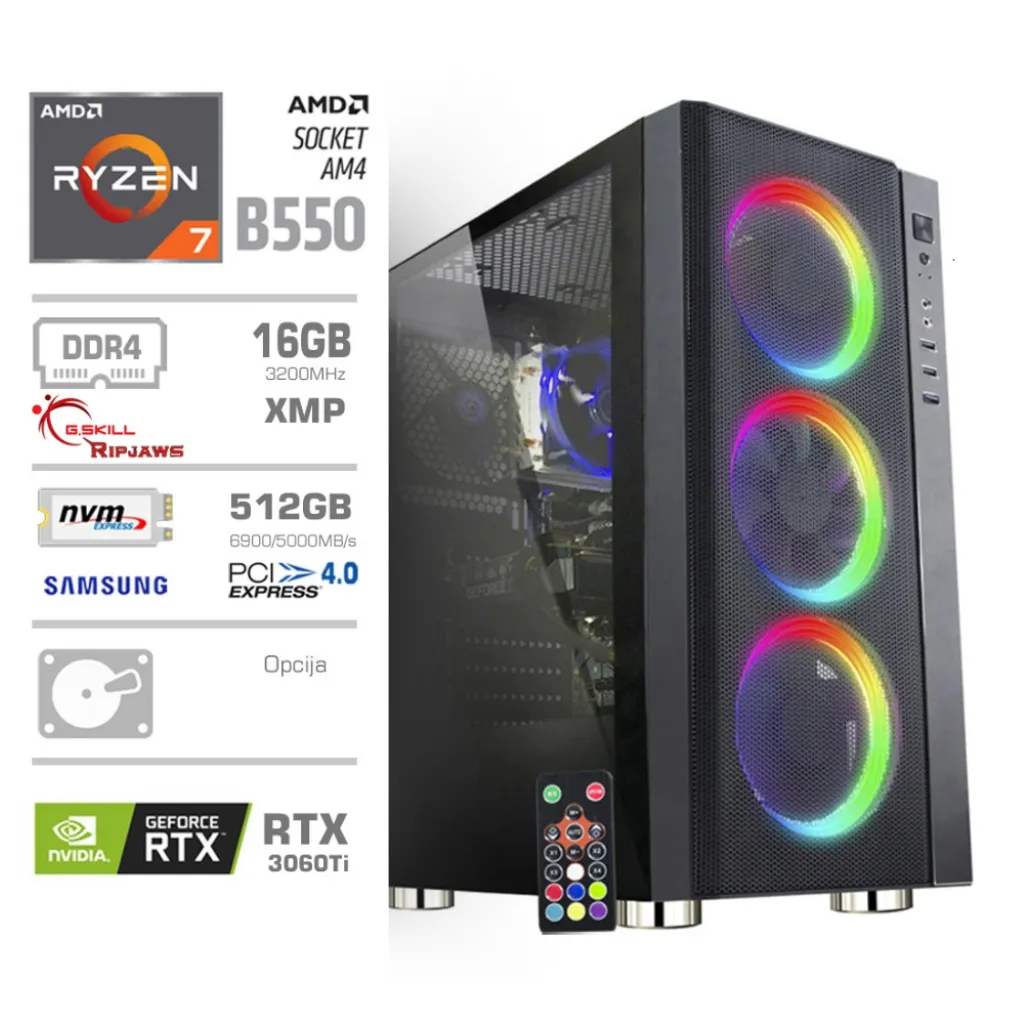 Računalnik MEGA TWR 6000Y R7-3800XT/B550/16GB/512GB-4.0/RTX3060Ti-8GB-HDMI 3xDP /550W-88%/Brez OS RGB Računalnik MEGA TWR 6000Y R7-3800XT/B550/16GB/512GB-4.0/RTX3060Ti-8GB-HDMI 3xDP /550W-88%/Brez OS RGB