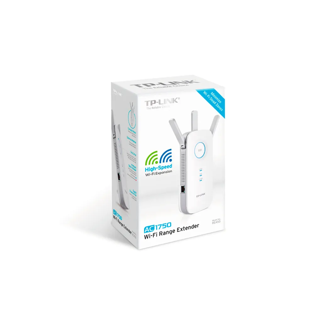 Razširitev brezžičnega omrežja TP-Link WiFi5 802.11ac AC1750 1300Mbit/s 1xRJ45 3x antena (RE450) Razširitev brezžičnega omrežja TP-Link WiFi5 802.11ac AC1750 1300Mbit/s 1xRJ45 3x antena (RE450)