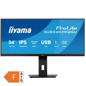 Monitor Iiyama 86,4 cm (34,0") XUB3493WQSU-B6 3440x1440 120Hz IPS 1ms 2xHDMI DisplayPort 2xUSB3.2 2xUSB-C-Out HAS Zvočniki 2x5W  sRGB100% FreeSync ProLite PiP