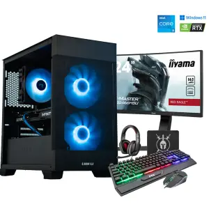 Gaming komplet Računalnik MEGA S7X Intel i5-14400F/RTX5050/16GB/1TB/750W/Win11Home/črna RGB + Estetski napajalni kabli ( Svetlo modra / črna )