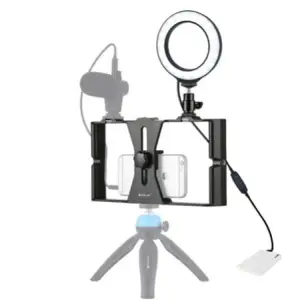 Selfie večnamensko držalo z LED svetlobnim obročem in vpetjem za pametni telefon Puluz (PKT3026L)