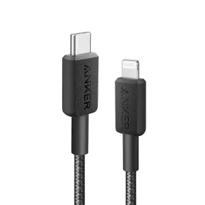 Kabel USB-C (m) => Apple Lightning (m) 0,90m Anker 322 pletenj črn (A81B5G11)