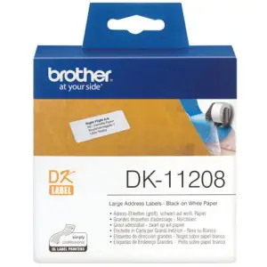 Nalepke za tiskalnik Brother DK11208 večje nalepke bela rola s črnim izpisom - 38mm x 90mm 400 kos