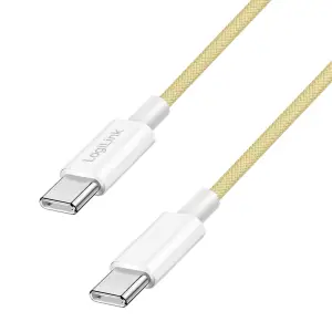 Kabel USB-C (m) => USB-C (m) 2.0 najlon ovoj 1,0m 60W 3A/20V 480Mbps PD3 rumen LogiLink (CU0353)