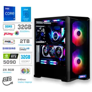 Računalnik MEGA TWR S10 i9-14900K/RTX5090/32GB-DDR5/2TB-4.0/1000W/Brez OS/črna RGB