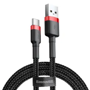 Kabel USB-C => USB-A 2.0 tekstilni ovoj 3,00m 2A Baseus Cafule črn (CATKLF-U91)
