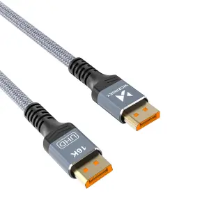Kabel DisplayPort(m)=>DisplayPort(m) v2.1 1,00m 1 80Gbs 16K/60Hz 8K/120Hz 4K/240Hz HDR HDCP DSC črn Wozinsky (WPS-16AYL1S)