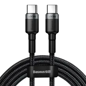 Kabel USB-C => USB-C tekstil ovoj 2,00m 20V/5A 100W PD2 Baseus Cafule črn/siv (CATKLF-ALG1)