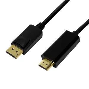 Kabel DisplayPort(m)=>HDMI(m) 2,00m 4K/30Hz pozlačeni kontakti črn LogiLink (CV0127)
