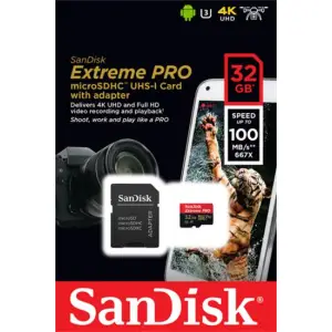 Spominska kartica SDHC-Micro 32GB Sandisk Extreme Pro 100MB/s/90MB/s U3 V30 UHS-I +adapter (SDSQXCG-032G-GN6MA)