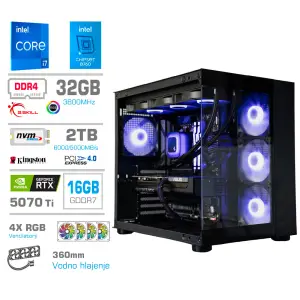Računalnik MEGA MT S5 i7-14700/RTX5070Ti/32GB/2TB-4.0/750W/Brez OS/črna RGB + Estetski napajalni kabli [Vijolična / Črna)
