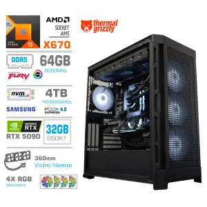 Računalnik MEGA TWR S11 R9-9950X/RTX5090/64GB-DDR5/4TB-4.0/1050W/Brez OS/črna RGB