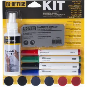 Komplet za belo tablo Bi-Office srednji sprej, gobica, 4 markerji, magneti (BIKT1010)
