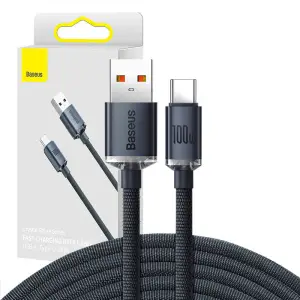 Kabel USB-C => USB-A 2.0 tekstil ovoj 2,00m 100W 20V/5A Baseus Crystal Shine črn (CAJY000501)