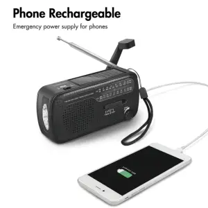 Prenosni radio z vgrajeno ročico za ročno polnjenje in LED svetilko LogiLink (SP0061)