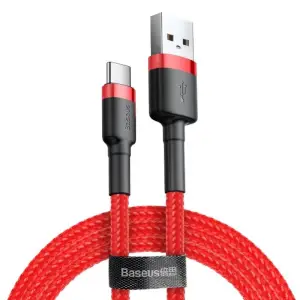 Kabel USB-C => USB-A 2.0 tekstil ovoj 1,00m 3A Baseus Cafule - rdeč (CATKLF-B09)