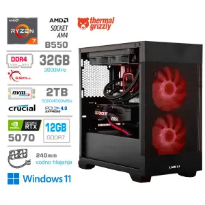 Računalnik MEGA MT S7X R7-5800X/RTX5070/32GB/2TB-4.0/750W/Win11Home/črna RGB + Estetski napajalni kabli [Rdeča / Črna]